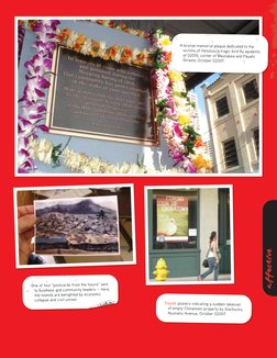 affective
A bronze memorial plaque dedicated to the
   victims of Honolulu’s tragic bird flu epidemic
   of 02016, corner of