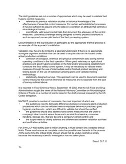 The draft guidelines set out a number of approaches which may be used to validate food 
hygiene control measures: 

referenc