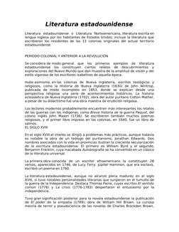 Literatura estadounidense
Literatura  estadounidense o  Literatura  Norteamericana, literatura escrita en 
lengua inglesa por