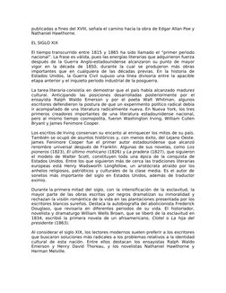 publicadas a fines del XVIII, señala el camino hacia la obra de Edgar Allan Poe y 
Nathaniel Hawthorne.
EL SIGLO XIX 
El tiem