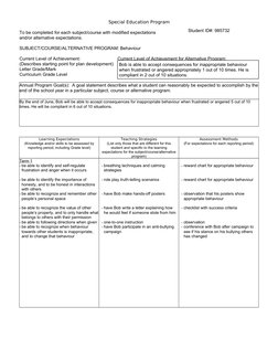 Sample Individualized Education Plan | PDF | Individualized Education ...