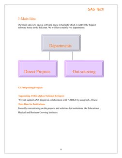 SAS Tech
3-Main Idea
Our main idea is to open a software house in Karachi which would be the biggest 
software house in the P