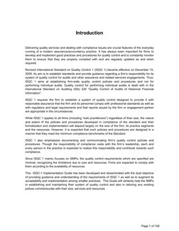 Page 1 of 106
Introduction
Delivering quality services and dealing with compliance issues are crucial features of the e