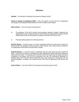 Page 5 of 106
Definitions
Institute – The Institute of Chartered Accountants of Pakistan (ICAP)
Partner in Charge of Com