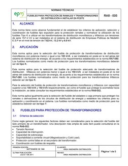 Página 1 de 5 
NORMAS TÉCNICAS 
FUSIBLES PARA PROTECCIÓN DE RAMALES Y TRANSFORMADORES 
DE DISTRIBUCIÓN A INSTALAR EN POSTE 
R