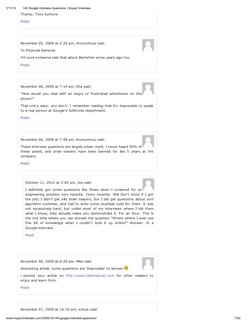 1/11/13
140 Google Interview Questions | Impact Interview
7/20
www.impactinterview.com/2009/10/140-google-interview-questions
