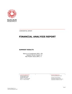Return on Investment (ROI) 0%
Payback Period (Years) 3+
Net Present Value (NPV) 0
Project Name
FINANCIAL ANALYSIS REPORT 
Cor