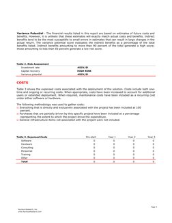 Table 2. Risk Assessment
Investment rate
#DIV/0!
Capital recovery
HIGH RISK
Variance potential
#DIV/0!
Table 3. Expensed Cost
