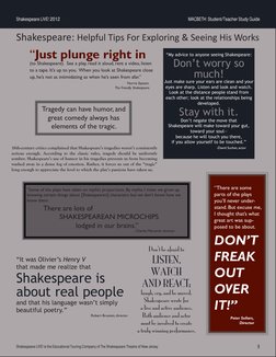 Shakespeare LIVE! 2012 
MACBETH: Student/Teacher Study Guide 
Shakespeare LIVE! is the Educational Touring Company of The Sha