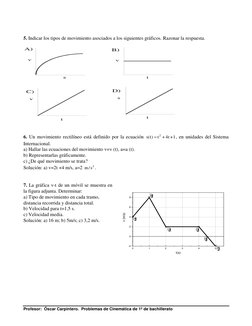 Profesor:  Óscar Carpintero.  Problemas de Cinemática de 1º de bachillerato 
 
5. Indicar los tipos de movimiento asociados
