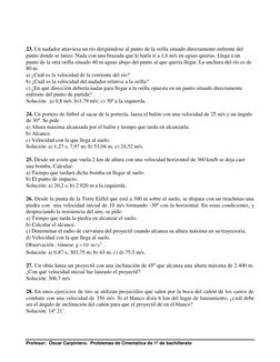 Profesor:  Óscar Carpintero.  Problemas de Cinemática de 1º de bachillerato 
   
 
23. Un nadador atraviesa un río dirigién