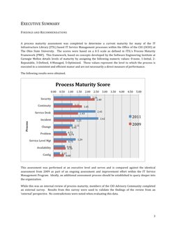  
3	  
EXECUTIVE	  SUMMARY	  
FINDINGS	  AND	  RECOMMENDATIONS	  
	  
A	   process	   maturity	   assessment	  