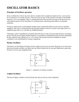 1 
OSCILLATOR BASICS 
Principles of Oscillator operation 
Every oscillator has at least one active device (smarties don't c