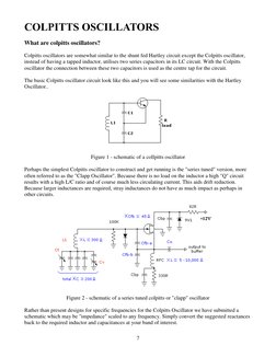 7 
COLPITTS OSCILLATORS 
What are colpitts oscillators? 
Colpitts oscillators are somewhat similar to the shunt fed Hartley
