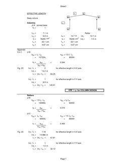 Sheet1
EFFECTIVE LENGTH
Sway occurs
Columns
Jt A : pinned base
k1 =
1
LCx =
7.1 m
Rafter
LCy =
6.8 m
LR =
12.7 m        Lex =