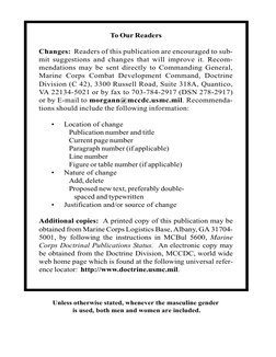 Unless otherwise stated, whenever the masculine gender
 is used, both men and women are included.
To Our Readers
Changes:  Re