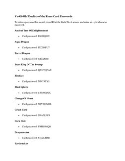 yugioh duelist of the roses card passwords Gallery Yu-Gi-Oh! Duelists of the cards Yu-Gi-Oh: Duelists of The Roses