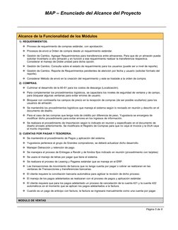 MAP – Enunciado del Alcance del Proyecto   
Alcance de la Funcionalidad de los Módulos
1) REQUERIMIENTOS.
Proceso de r