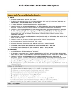 MAP – Enunciado del Alcance del Proyecto   
Alcance de la Funcionalidad de los Módulos
1) VENTAS
Se acordó realizar pe