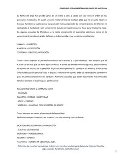 COMPENDIO DE DIVERSOS TEMAS DE KARATE DO SHOTO KAN 
Colección de recortes tomados de la Internet, con diversos temas de la te