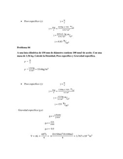  Peso específico ():                             = 
 
  
 
 
 
                  = 
   
  
                  
  
⁄