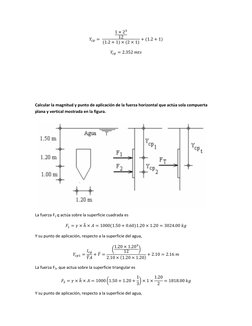 Calcular la magnitud y punto de aplicación de la fuerza horizonta