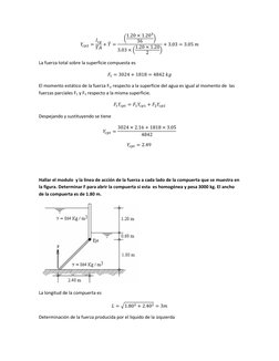 ̅   ̅  
(          
  
)
     (         
 
)
             
La fuerza total sobre la superficie compuesta es
