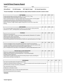 Piano Progress Report Template | PDF | Performing Arts | Elements Of Music