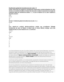 Coeficiente global de transferencia de calor, U 
Existen ciertos tipos de problemas, principalmente relacionados conintercamb