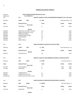 S10
Análisis de precios unitarios
Presupuesto
2203001 CREACION DE PARQUE INFANTILES DE LLIPATA
Subpresupuesto
001 ALTERNATIVA