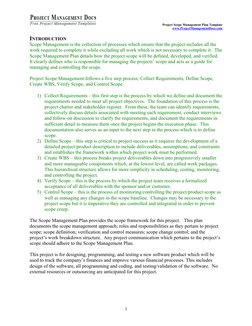 Project Scope Management Plan Template | PDF