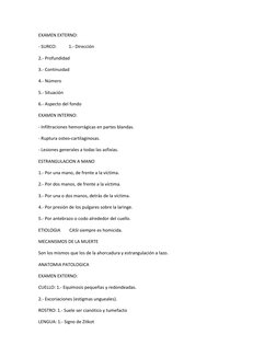 EXAMEN EXTERNO: 
- SURCO:           1.- Dirección 
2.- Profundidad 
3.- Continuidad 
4.- Número 
5.- Situación 
6.- Aspecto d