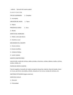 - Judicial.-    Ejecución de la pena capital. 
C L A S I F I C A C I O N 
TIPO DE SUSPENSION:        1.- Completa 
2.- Incomp
