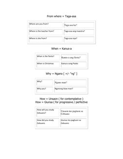 From where = Taga-asa 
Where are you from? 
Taga-asa ka? 
Where is the teacher from? 
Taga-asa ang maestra? 
Where is she fro