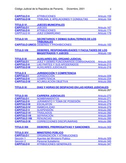 Código Judicial de la República de Panamá,  
Diciembre, 2001 
ii
CAPITULO II 
ATRIBUCIONES 
Articulo 159 
CAPITULO III 
TRIBU
