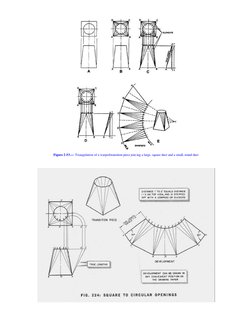  
Figure 2-53.— Triangulation of a warped transition piece join ing a large, square duct and a small, round duct  
 
 
 
 

