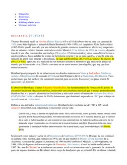  
1 Biografía  (http://es.wikipedia.org/wiki/Thomas_Bernhard#Biograf.C3.ADa)
 
2 Literatura  (http://es.wikipedia.org/wiki/