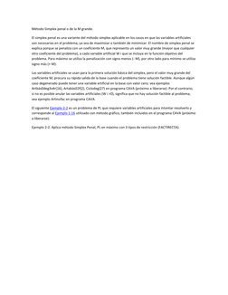 Método Simplex penal o de la M grande. 
El simplex penal es una variante del método simplex aplicable en los casos en que las