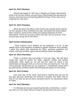 April 22, 2013 (Monday)
Almost two weeks of  OJT here in Registry of Deeds. We already 
knew a lot not like before, we just k