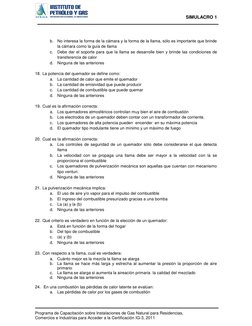 SIMULACRO 1 
 
 
 
 
 
Programa de Capacitación sobre Instalaciones de Gas Natural para Residencias,  
 
Comer