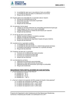 SIMULACRO 1 
 
 
 
 
 
Programa de Capacitación sobre Instalaciones de Gas Natural para Residencias,  
 
Comer