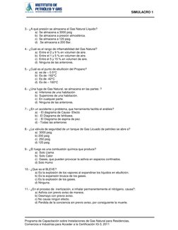 SIMULACRO 1 
 
 
 
 
 
Programa de Capacitación sobre Instalaciones de Gas Natural para Residencias,  
 
Comer