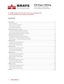 FCE Paper 2 Writing 
How to pass the Cambridge 
First Certificate W riting Section 
FCE Paper 2 Writing 
How to pass the Camb