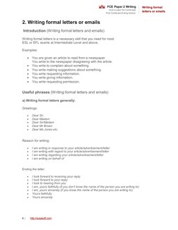 FCE Paper 2 Writing 
How to pass the Cambridge 
First Certificate W riting Section 
 
Writing formal 
letters or emails