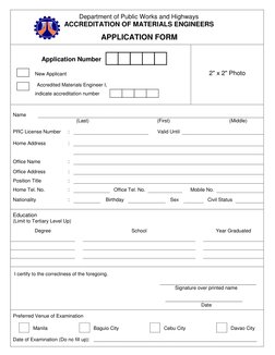 DPWH Materials Engineer Exam Application | PDF | Career & Growth ...