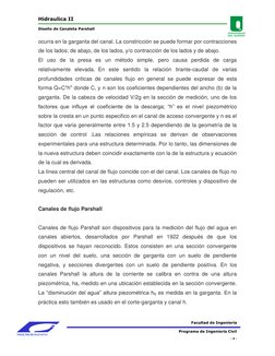Hidraulica II 
                                                        
Diseño de Canaleta Parshall