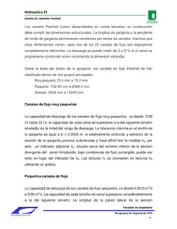Hidraulica II 
                                                        
Diseño de Canaleta Parshall