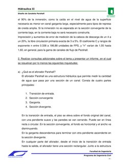 Hidraulica II 
                                                        
Diseño de Canaleta Parshall