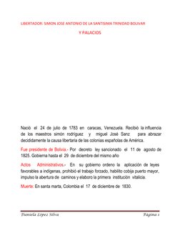 Daniela López Silva 
Página 1 
 
LIBERTADOR: SIMON JOSE ANTONIO DE LA SANTISIMA TRINIDAD BOLIVAR 
Y PALACIOS