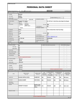 2. SURNAME
FIRST NAME
MIDDLE NAME
4.
5. PLACE OF BIRTH
6. SEX
17. TELEPHONE NO.
8. CITIZENSHIP
9. HEIGHT (m)
10. WEIGHT (kg)